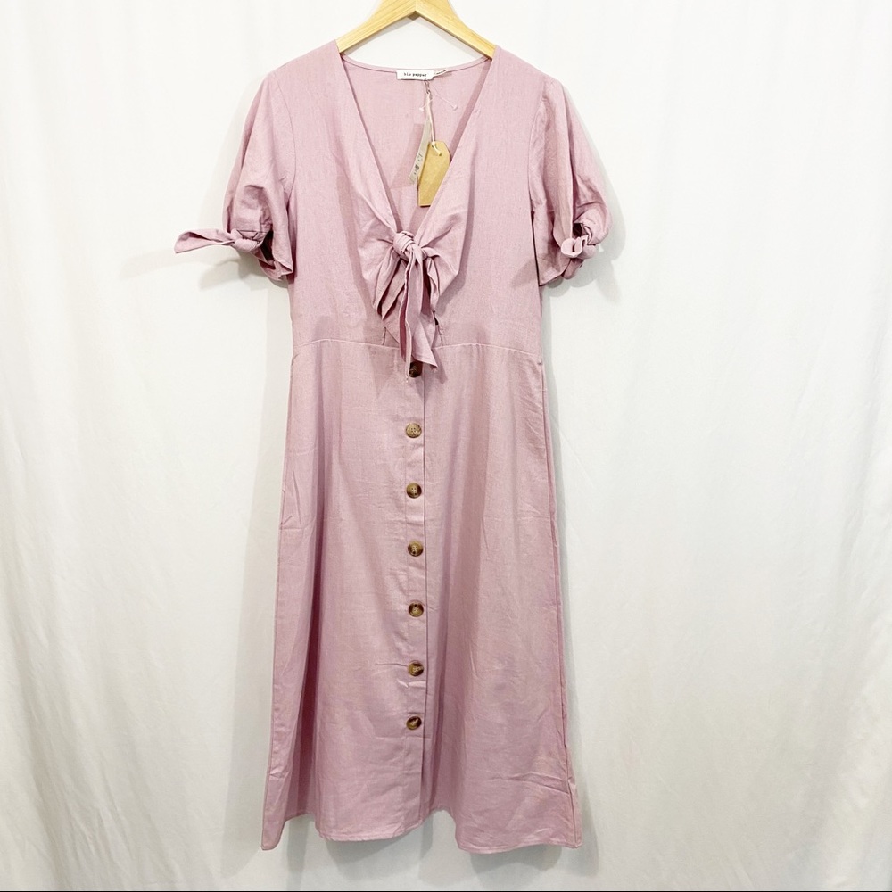 NEW Francesca’s Blu Pepper Linen Midi Dress